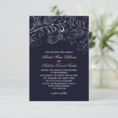 Invitation de mariage Floral Pattern Navy Tulip - (Debout devant)