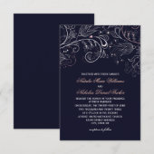 Invitation de mariage Floral Pattern Navy Tulip - (Devant / Derrière)