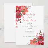 Invitation de mariage floral rose (Devant / Derrière)