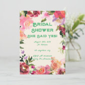 Invitation de mariage floral rose (Debout devant)