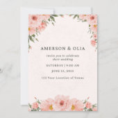Invitation de Mariage Floral Rose (Devant)