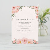 Invitation de Mariage Floral Rose (Debout devant)