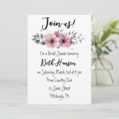 Invitation de mariage floral rose (Debout devant)