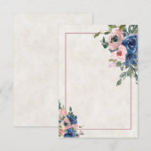 Invitation de mariage floral rose et bleu clair bu (Devant / Derrière)