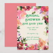 Invitation de mariage floral rose pour une baby sh (Devant / Derrière)