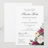 Invitation de mariage floral rouge Invitation Spa (Devant / Derrière)