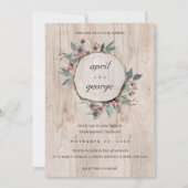 INVITATION DE MARIAGE FLORAL ROUSTIQUE EN BOIS CHI (Devant)