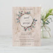 INVITATION DE MARIAGE FLORAL ROUSTIQUE EN BOIS CHI (Debout devant)