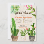 Invitation de mariage floral succulent cactus (Devant)