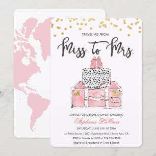 Invitation de mariage floral sur le thème du voyag