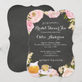 Invitation de mariage Floral Teacup Chalkboard (Devant / Derrière)