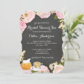 Invitation de mariage Floral Teacup Chalkboard (Debout devant)