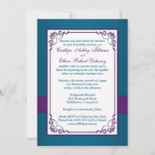 Invitation de mariage | Floral Turquoise, violet | (Dos)