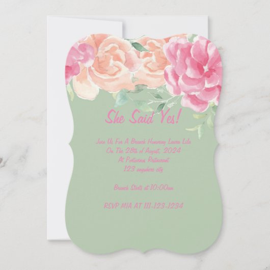 Invitation de mariage floral vert (Devant)