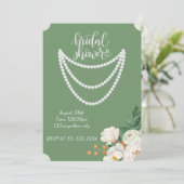 Invitation de mariage floral vert perlé (Debout devant)