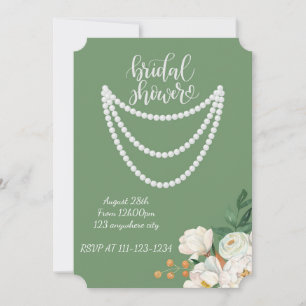 Invitation de mariage floral vert perlé