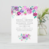 Invitation de mariage floral violet et menthe (Debout devant)