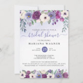 Invitation de mariage floral violet fuchsia mariag (Devant)