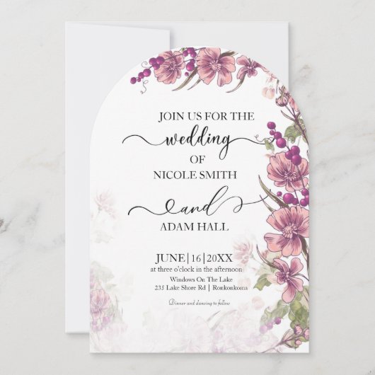 Invitation de mariage florale (Devant)
