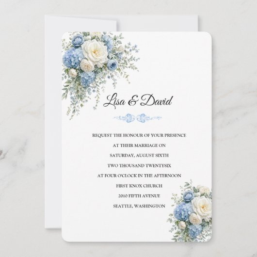 Invitation de mariage florale (Devant)