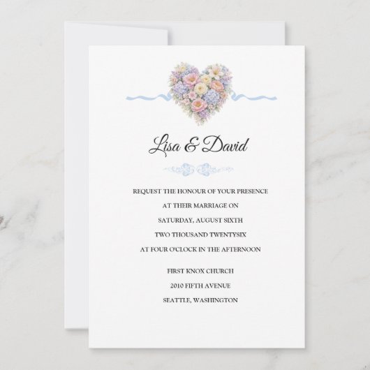 Invitation de mariage florale (Devant)