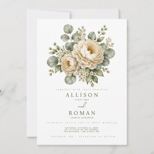 Invitation de mariage florale (Devant)