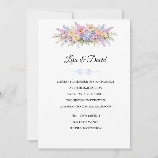 Invitation de mariage florale (Devant)