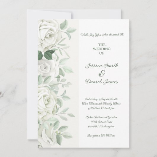 Invitation de mariage florale (Devant)