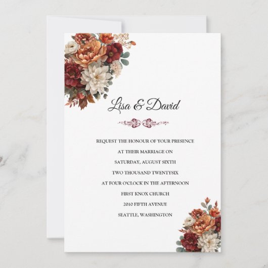 Invitation de mariage florale (Devant)