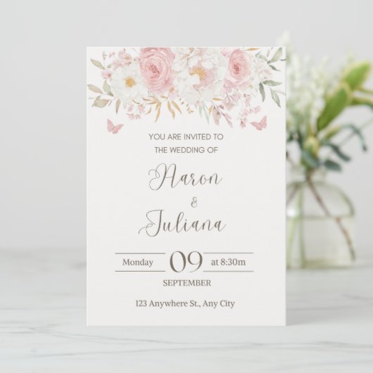 Invitation de mariage florale (Debout devant)