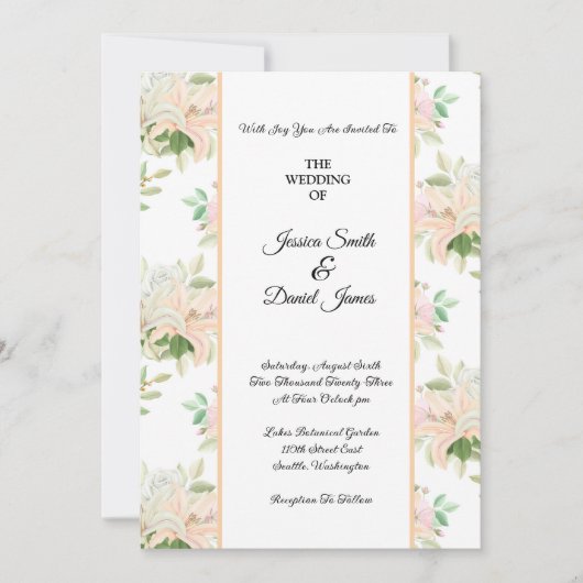 Invitation de mariage florale (Devant)