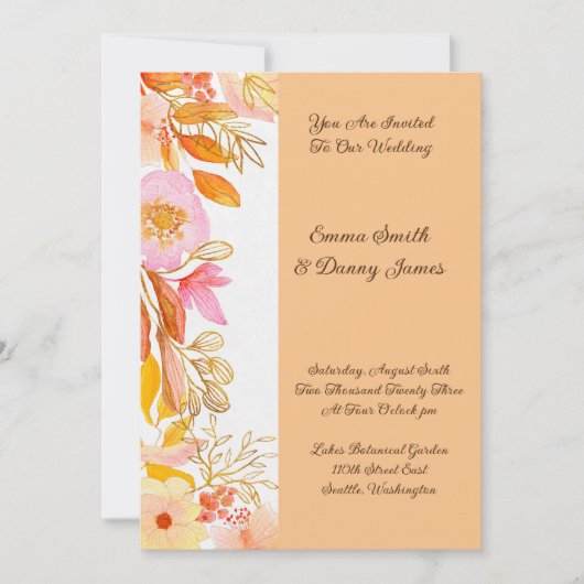 Invitation de mariage florale (Devant)
