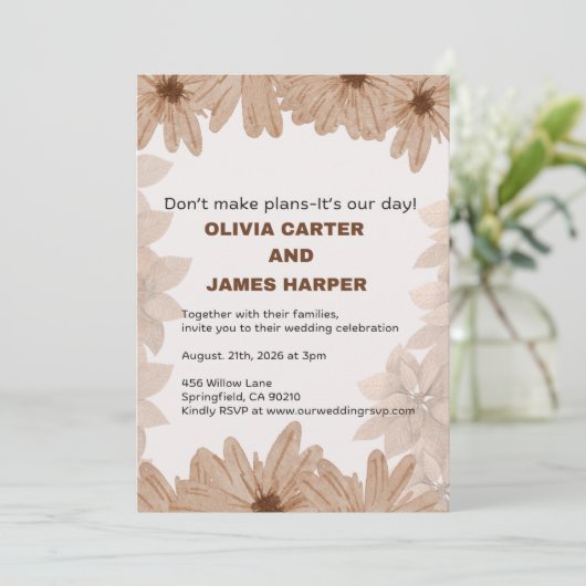 Invitation de mariage florale (Debout devant)