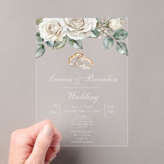 Invitation de mariage florale à la verdure acryliq (In situ (ordinateur de poche))