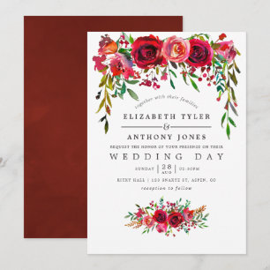 Invitation de mariage florale à l'aquarelle