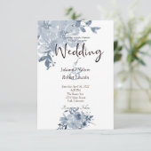 Invitation de mariage florale à l'aquarelle bleue (Debout devant)