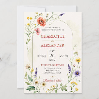 Invitation de mariage florale à l'aquarelle élégan