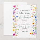 Invitation de mariage florale à l'aquarelle élégan (Devant / Derrière)