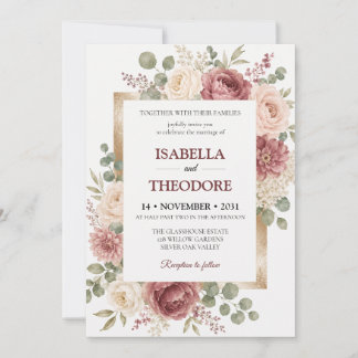 Invitation de mariage florale à l'aquarelle élégan