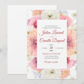 Invitation de mariage florale à l'aquarelle élégan (Devant / Derrière)