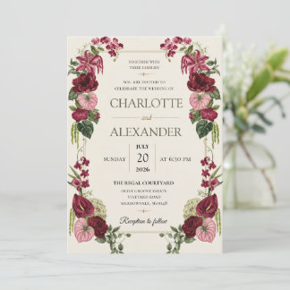 Invitation de mariage florale à l'aquarelle élégan