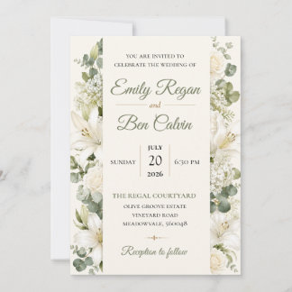 Invitation de mariage florale à l'aquarelle élégan