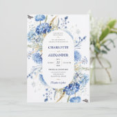 Invitation de mariage florale à l'aquarelle élégan (Debout devant)