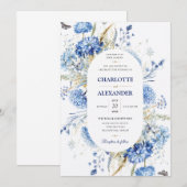 Invitation de mariage florale à l'aquarelle élégan (Devant / Derrière)