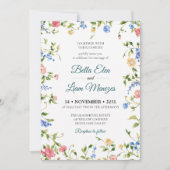 Invitation de mariage florale à l'aquarelle élégan (Devant)