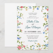 Invitation de mariage florale à l'aquarelle élégan (Devant / Derrière)