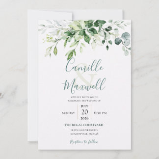 Invitation de mariage florale à l'aquarelle élégan