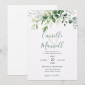 Invitation de mariage florale à l'aquarelle élégan (Devant / Derrière)
