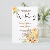 Invitation de mariage florale à l'aquarelle orange (Debout devant)