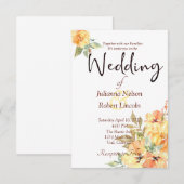 Invitation de mariage florale à l'aquarelle orange (Devant / Derrière)